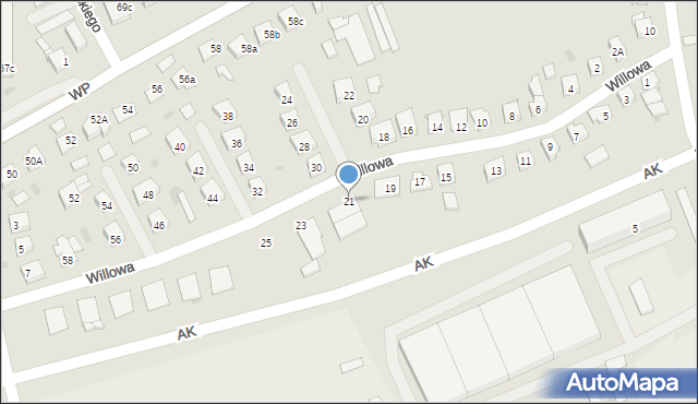Świecie, Willowa, 21, mapa Świecie