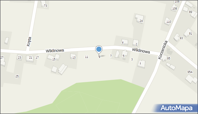 Świerczyniec, Wiklinowa, 9, mapa Świerczyniec