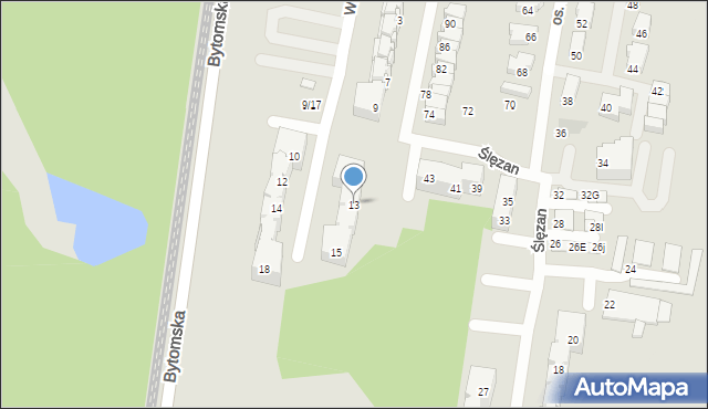 Świętochłowice, Wiślan, 13, mapa Świętochłowice