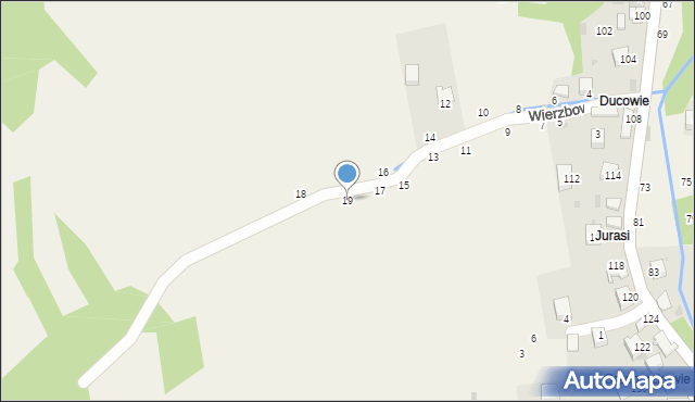 Świnna, Wierzbowa, 19, mapa Świnna