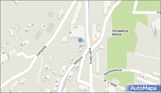 Szczawnica, Wiktora Jana, 20a, mapa Szczawnica