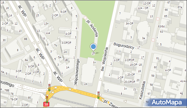 Szczecin, Więckowskiego Stanisława, 17, mapa Szczecina