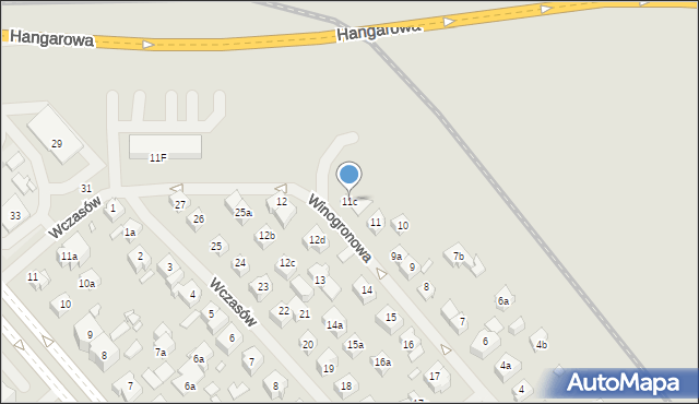 Szczecin, Winogronowa, 11c, mapa Szczecina