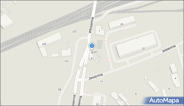 Szczecin, Wiosenna, 8, mapa Szczecina