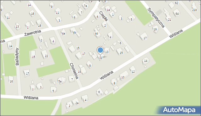 Szczecin, Wiślana, 11, mapa Szczecina
