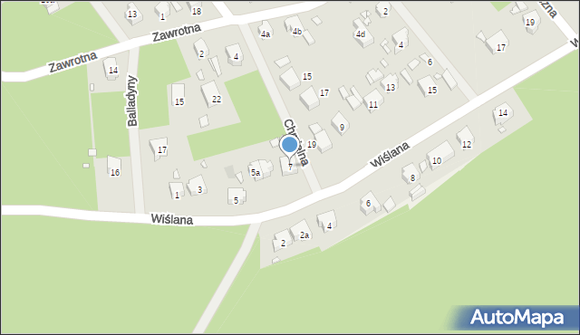 Szczecin, Wiślana, 7, mapa Szczecina