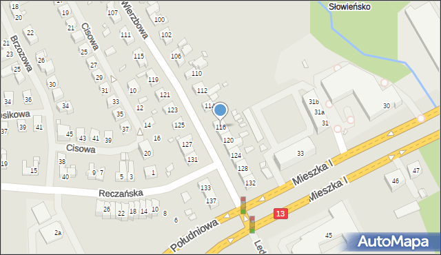 Szczecin, Wierzbowa, 116, mapa Szczecina