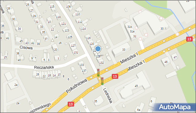 Szczecin, Wierzbowa, 128, mapa Szczecina