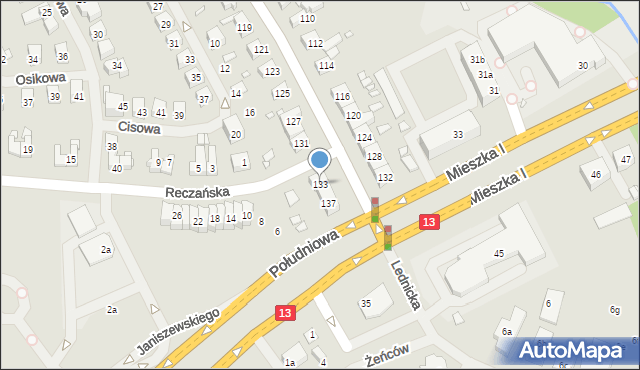 Szczecin, Wierzbowa, 133, mapa Szczecina