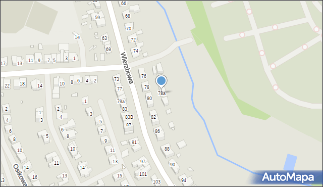 Szczecin, Wierzbowa, 78a, mapa Szczecina