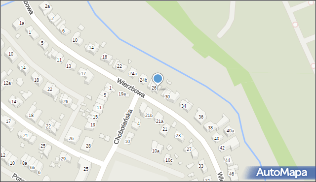 Szczecin, Wierzbowa, 28, mapa Szczecina