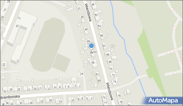 Szczecin, Wierzbowa, 55, mapa Szczecina