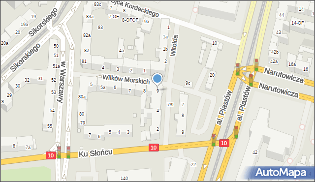 Szczecin, Wilków Morskich, 9, mapa Szczecina