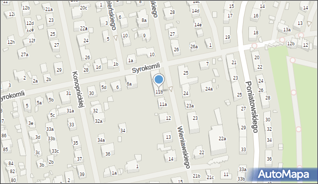 Szczecin, Wieniawskiego Henryka, 11b, mapa Szczecina