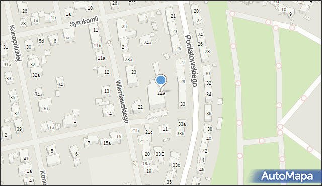 Szczecin, Wieniawskiego Henryka, 22a, mapa Szczecina