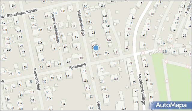 Szczecin, Wieniawskiego Henryka, 26, mapa Szczecina