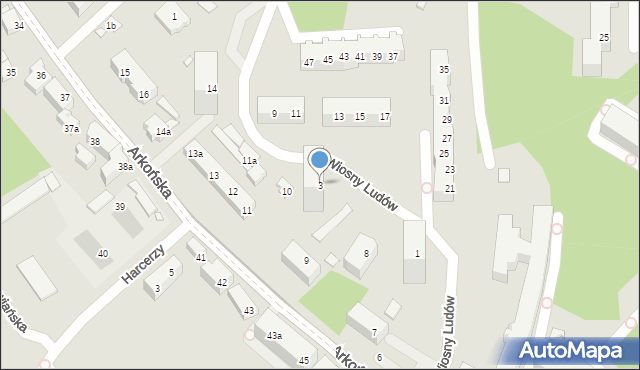 Szczecin, Wiosny Ludów, 3, mapa Szczecina