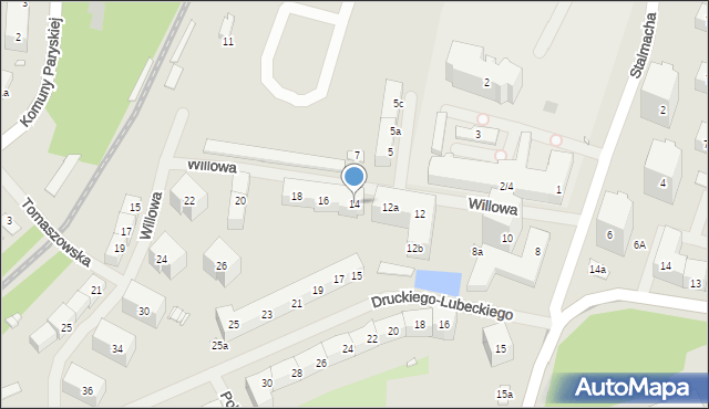 Szczecin, Willowa, 14, mapa Szczecina