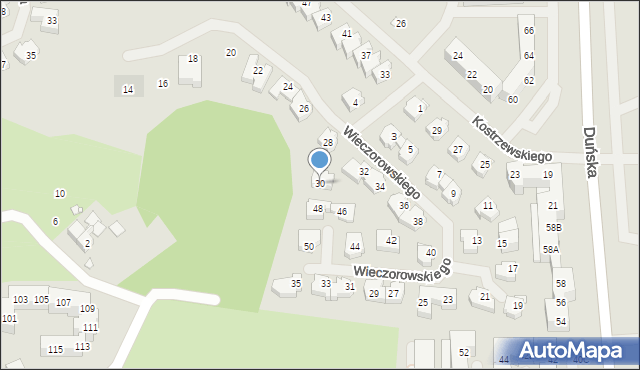 Szczecin, Wieczorowskiego Tadeusza, 32A, mapa Szczecina