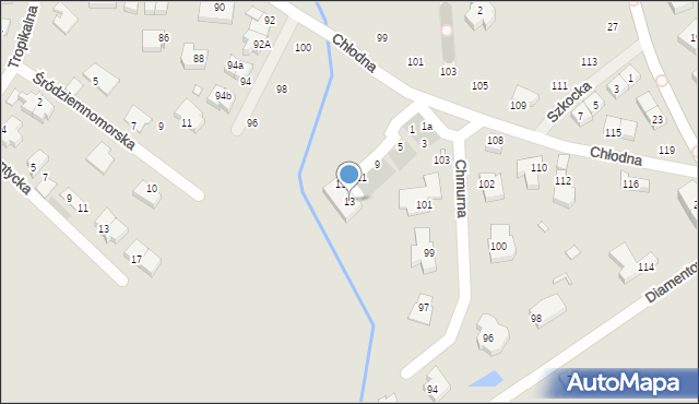 Szczecin, Wichrowa, 13, mapa Szczecina