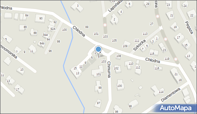 Szczecin, Wichrowa, 3, mapa Szczecina