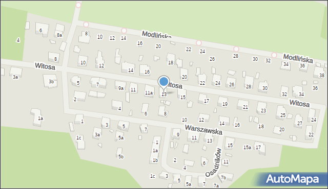 Szczecin, Witosa Wincentego, 13, mapa Szczecina