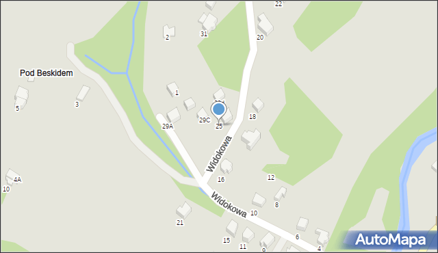 Szczyrk, Widokowa, 25, mapa Szczyrk