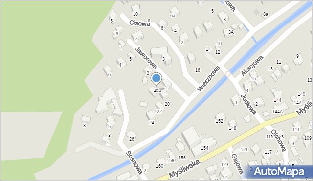 Szczyrk, Wierzbowa, 20a, mapa Szczyrk