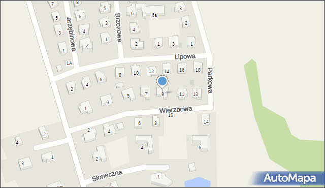 Szpęgawa, Wierzbowa, 9, mapa Szpęgawa