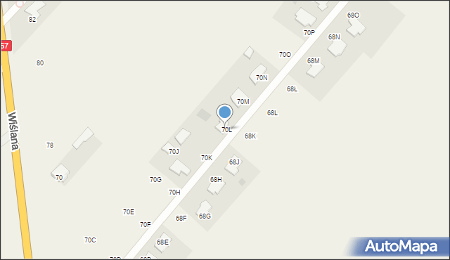 Szpetal Górny, Wiślana, 70la, mapa Szpetal Górny