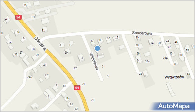 Szyce, Widokowa, 1, mapa Szyce