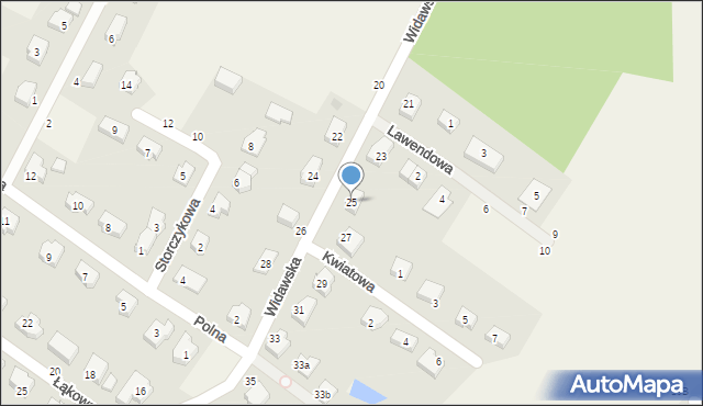 Szymanów, Widawska, 25, mapa Szymanów