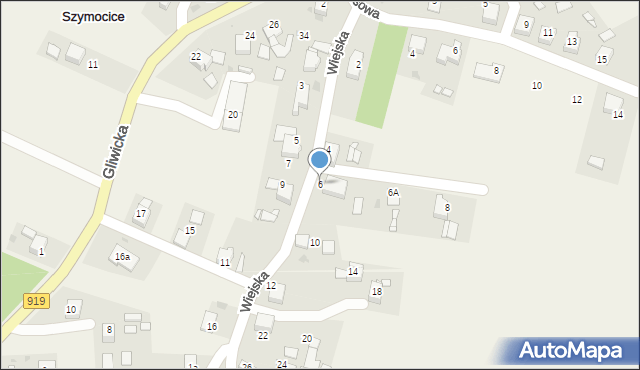 Szymocice, Wiejska, 6, mapa Szymocice