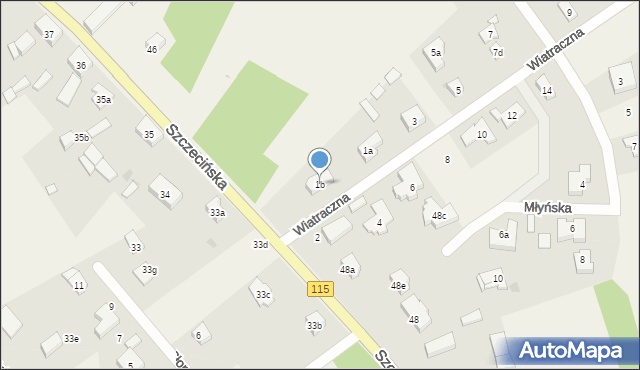 Tanowo, Wiatraczna, 1b, mapa Tanowo