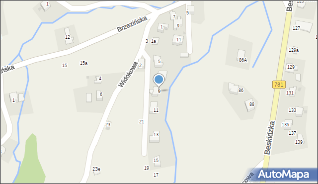 Targanice, Widokowa, 9, mapa Targanice