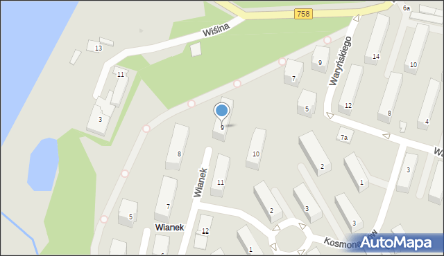 Tarnobrzeg, Wianek, 9, mapa Tarnobrzegu