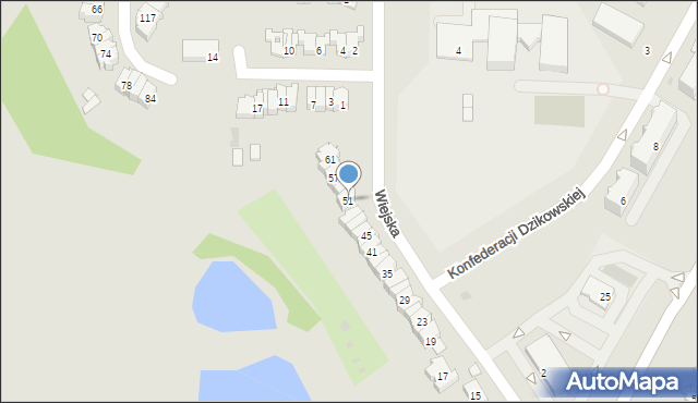 Tarnobrzeg, Wiejska, 51, mapa Tarnobrzegu