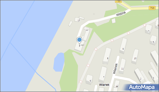 Tarnobrzeg, Wiślna, 3, mapa Tarnobrzegu
