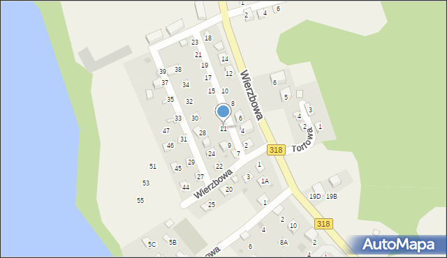 Tarnów Jezierny, Wierzbowa, 11, mapa Tarnów Jezierny