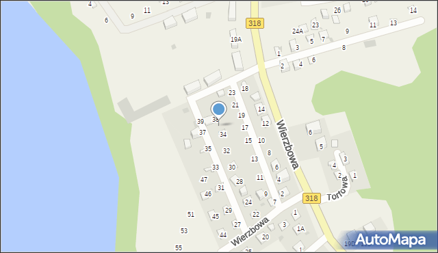 Tarnów Jezierny, Wierzbowa, 36, mapa Tarnów Jezierny