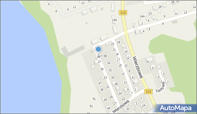 Tarnów Jezierny, Wierzbowa, 39, mapa Tarnów Jezierny