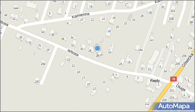 Tarnowskie Góry, Witosa Wincentego, 26, mapa Tarnowskie Góry