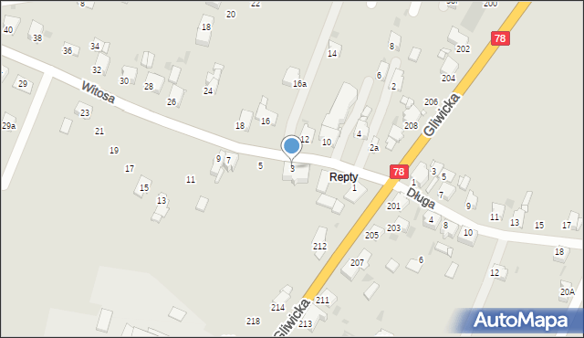 Tarnowskie Góry, Witosa Wincentego, 3, mapa Tarnowskie Góry