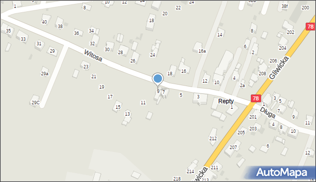 Tarnowskie Góry, Witosa Wincentego, 9, mapa Tarnowskie Góry