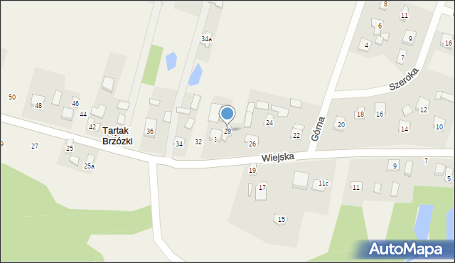 Tartak Brzózki, Wiejska, 28, mapa Tartak Brzózki