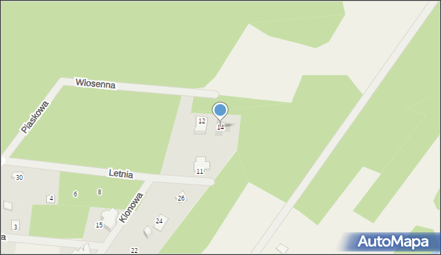Tartak Brzózki, Wiosenna, 14, mapa Tartak Brzózki