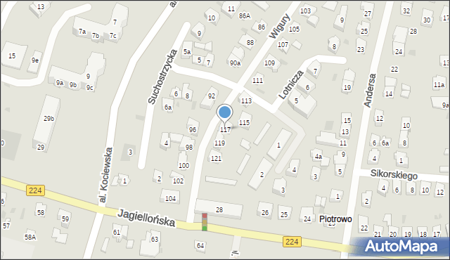 Tczew, Wigury Stanisława, inż. pil., 117, mapa Tczew