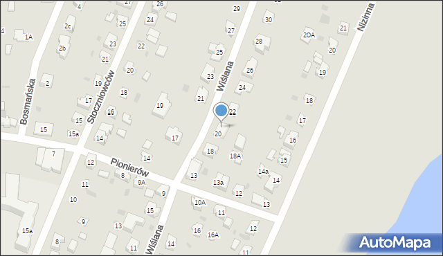 Tczew, Wiślana, 20A, mapa Tczew