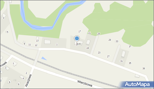 Tleń, Wierzbowa, 15, mapa Tleń