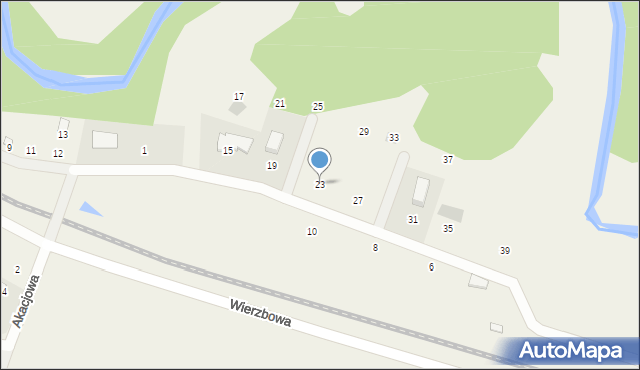 Tleń, Wierzbowa, 23, mapa Tleń